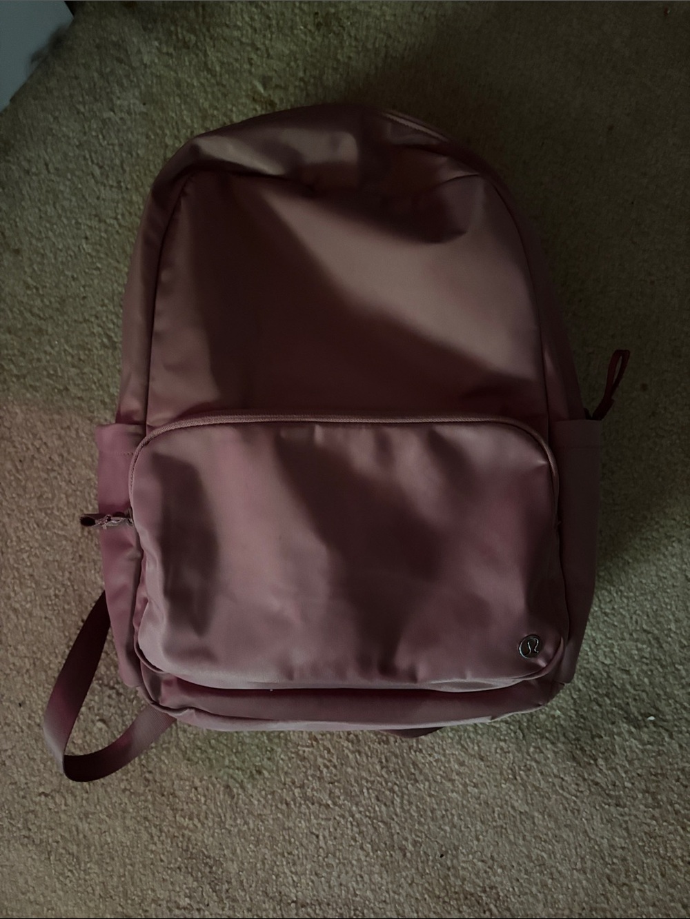 lululemon athletica dusty rose backpack with front zip pocket